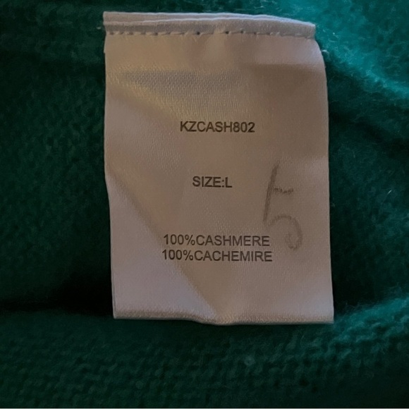 Kirna Zabete 100% Cashmere V Neck Sweater Green Women’s Large - Picture 6 of 8